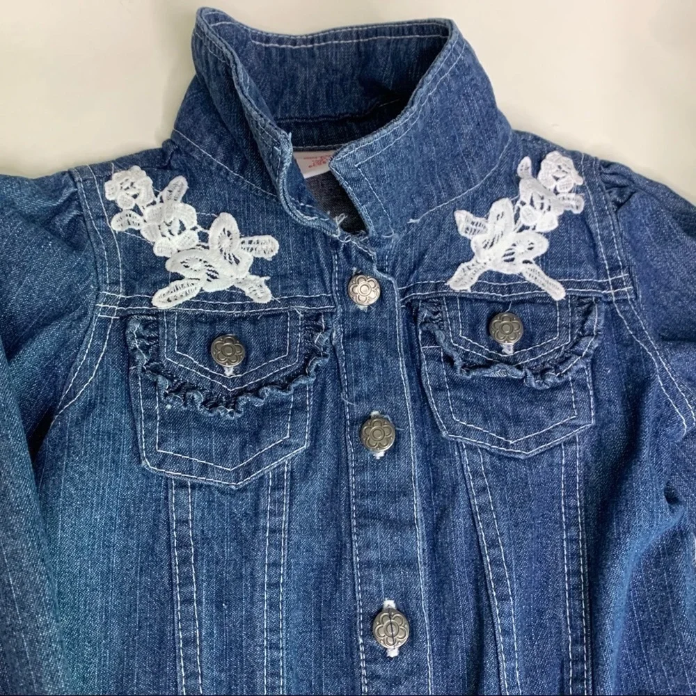Denim and lace girls casual  jacket 4 toddler